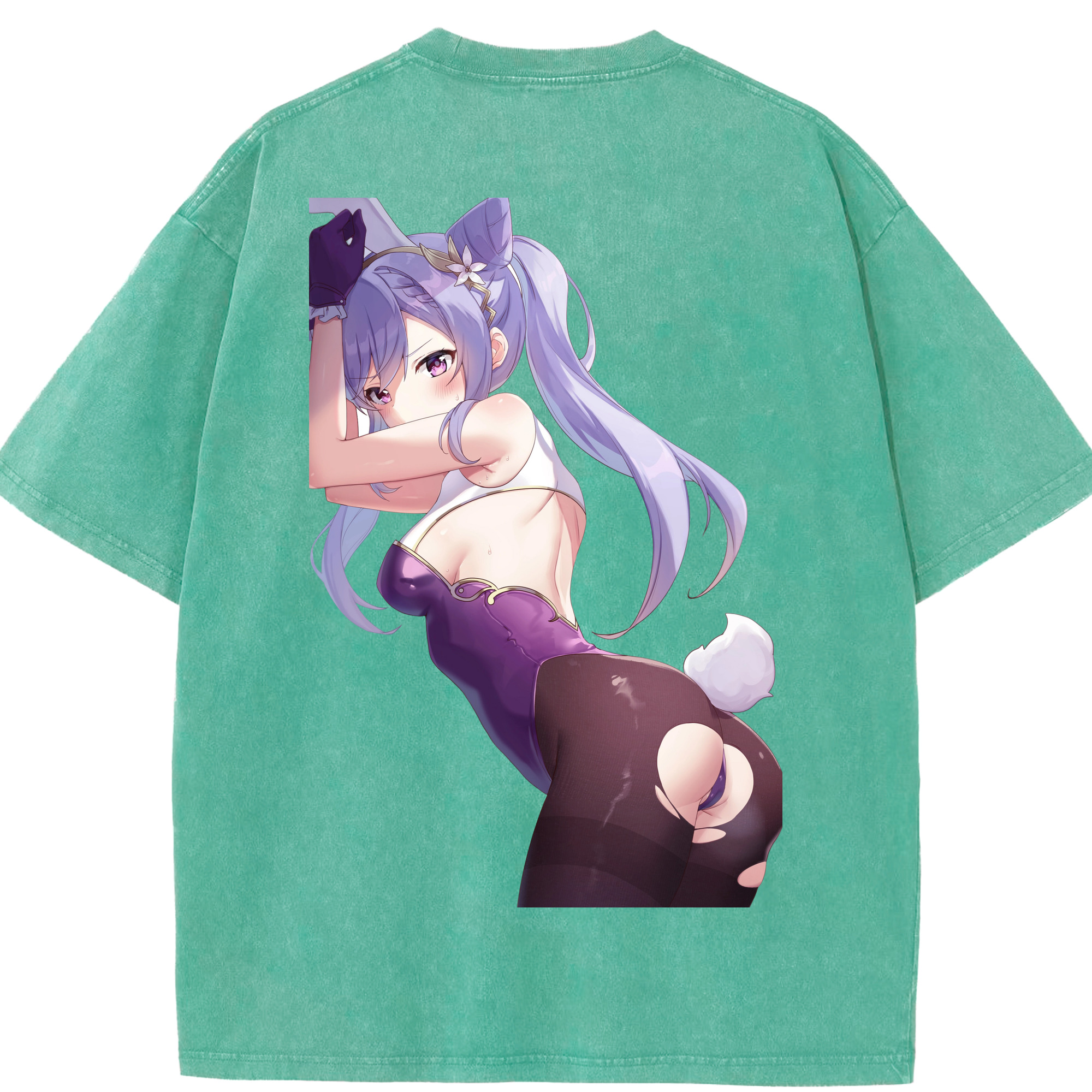げんし神 刻晴 こくせい genshin Kokusei 綿100% ヴィンテージ風 半袖Tシャツ（背面プリント）